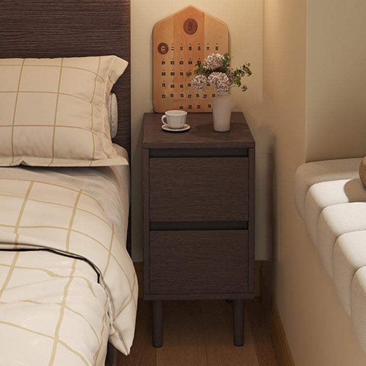 High-Leg Minimalist Rectangular Solid Wood Nightstand