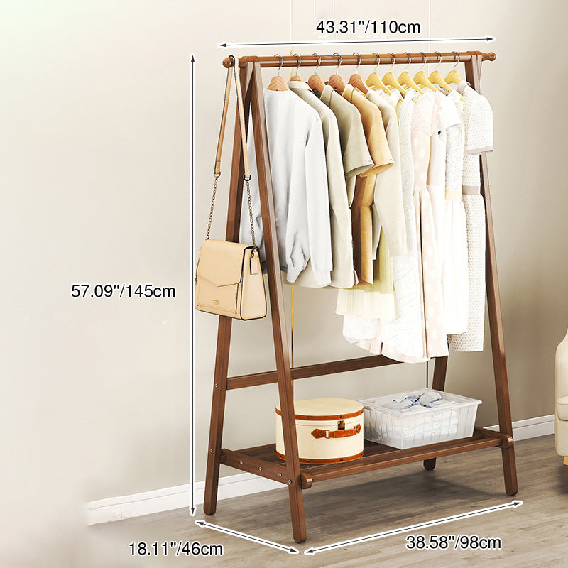 Contemporary Scandinavian Rectangular Triangle Nan Bamboo Hall Tree 1/2 Tier For Bedroom & Entryways