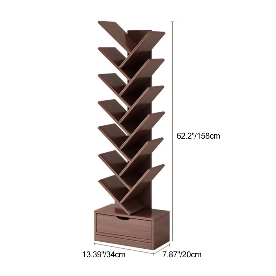Contemporary Creative Eco-friendly Board Tree-Shaped Bookshelf With Drawer For Living Room