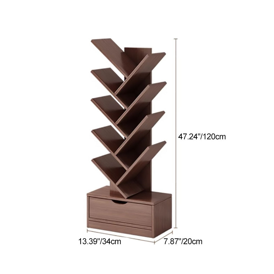 Contemporary Creative Eco-friendly Board Tree-Shaped Bookshelf With Drawer For Living Room