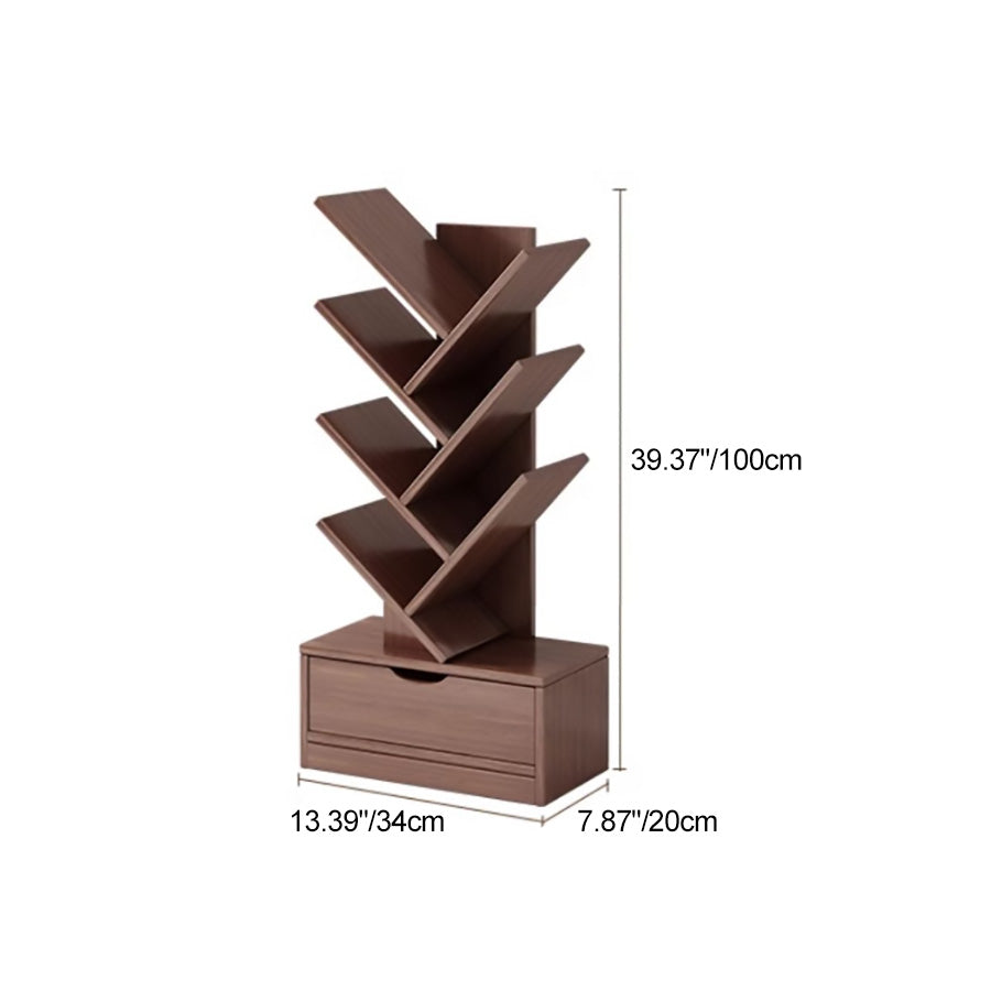 Contemporary Creative Eco-friendly Board Tree-Shaped Bookshelf With Drawer For Living Room