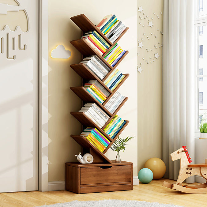 Contemporary Creative Eco-friendly Board Tree-Shaped Bookshelf With Drawer For Living Room