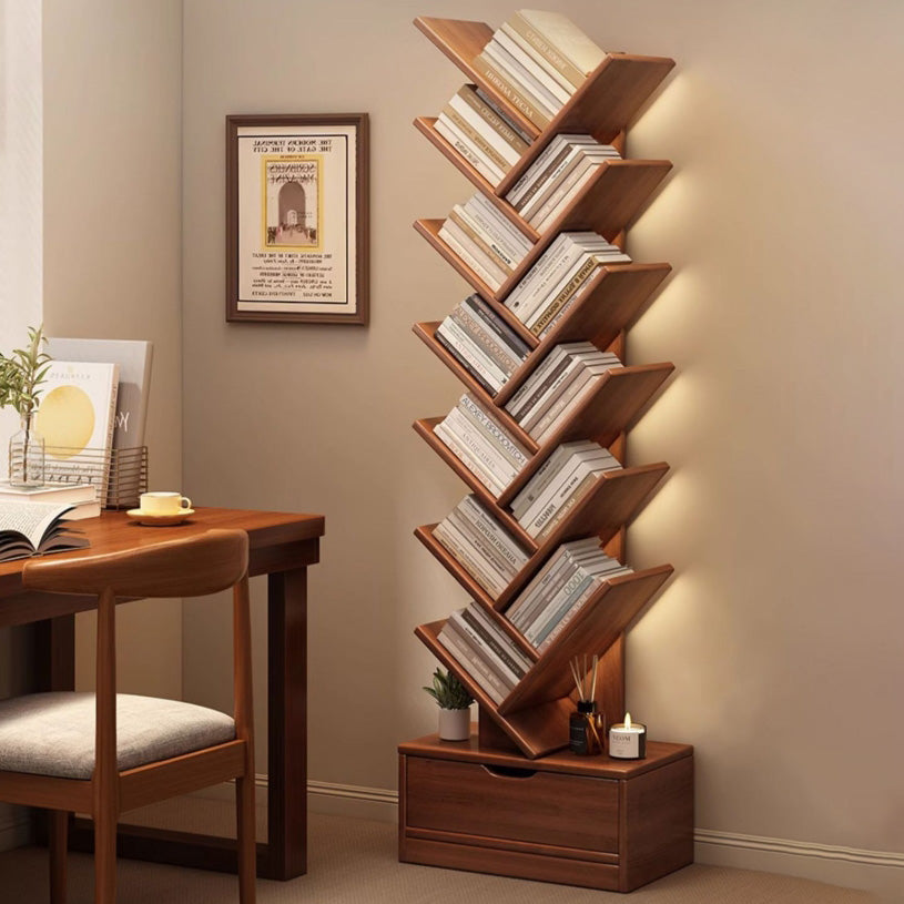 Contemporary Creative Eco-friendly Board Tree-Shaped Bookshelf With Drawer For Living Room