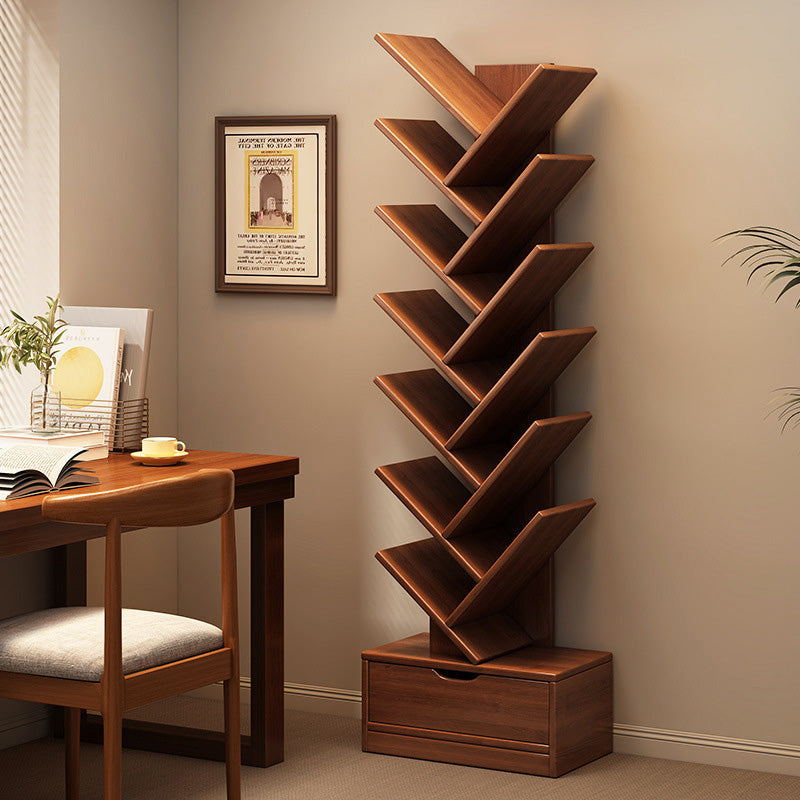 Contemporary Creative Eco-friendly Board Tree-Shaped Bookshelf With Drawer For Living Room
