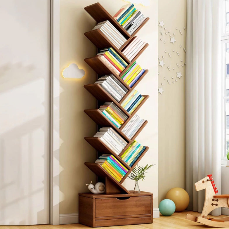 Contemporary Creative Eco-friendly Board Tree-Shaped Bookshelf With Drawer For Living Room