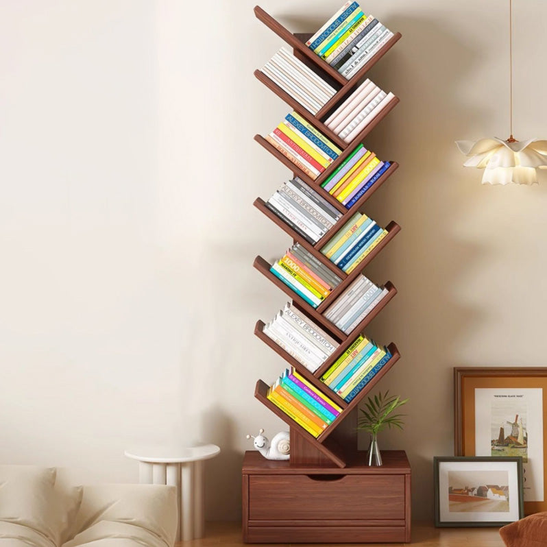 Contemporary Creative Eco-friendly Board Tree-Shaped Bookshelf With Drawer For Living Room