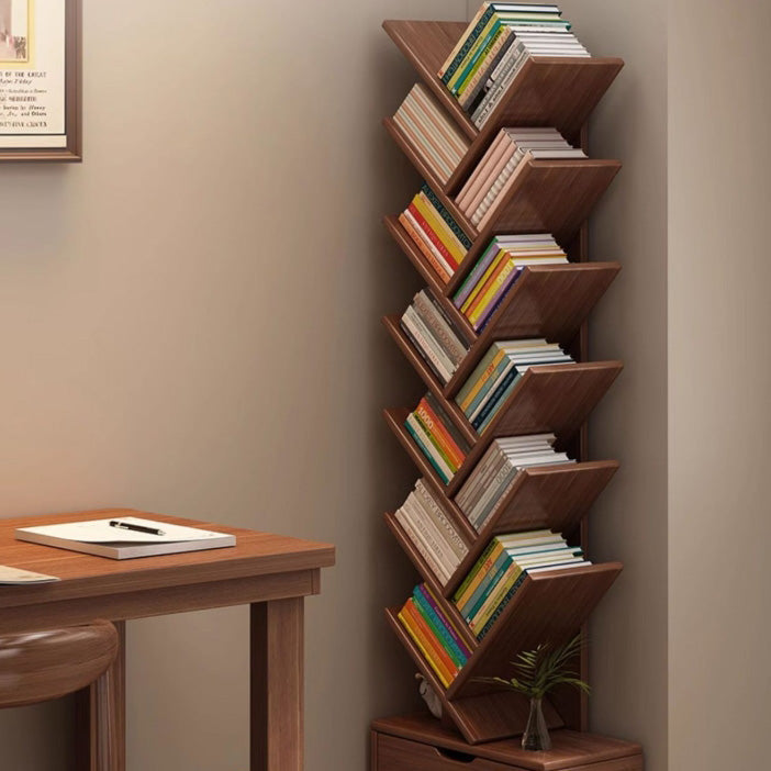 Contemporary Creative Eco-friendly Board Tree-Shaped Bookshelf With Drawer For Living Room