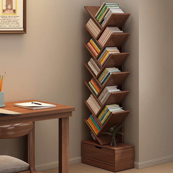 Contemporary Creative Eco-friendly Board Tree-Shaped Bookshelf With Drawer For Living Room
