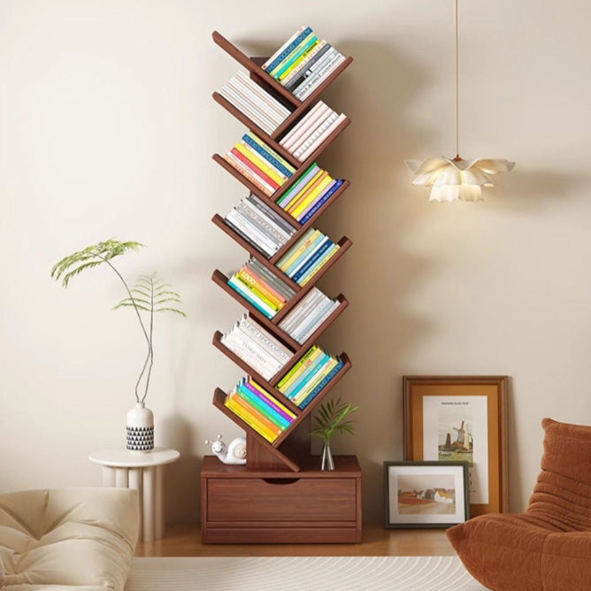 Contemporary Creative Eco-friendly Board Tree-Shaped Bookshelf With Drawer For Living Room