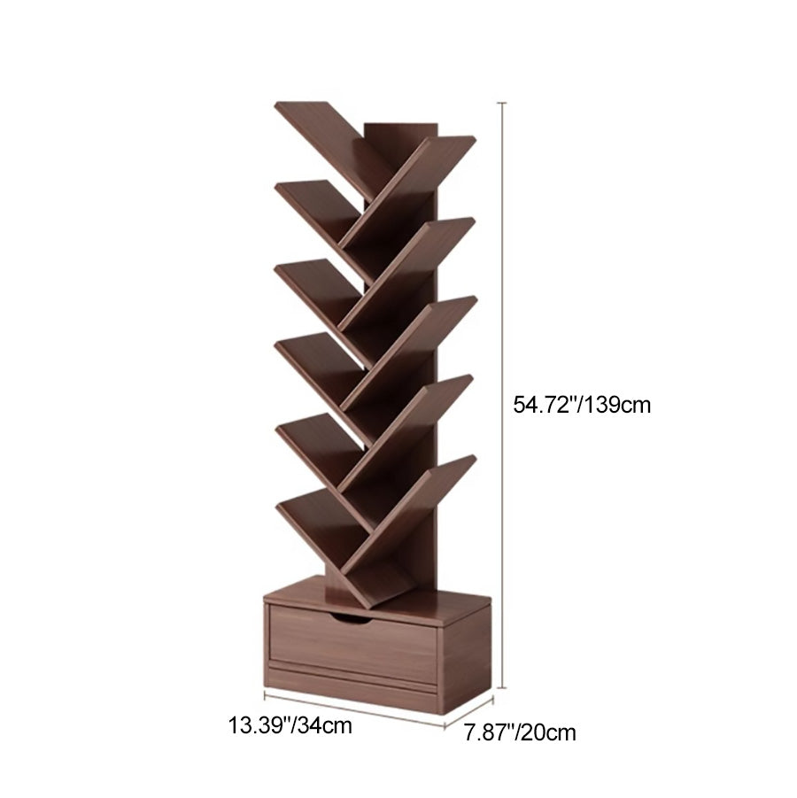Contemporary Creative Eco-friendly Board Tree-Shaped Bookshelf With Drawer For Living Room
