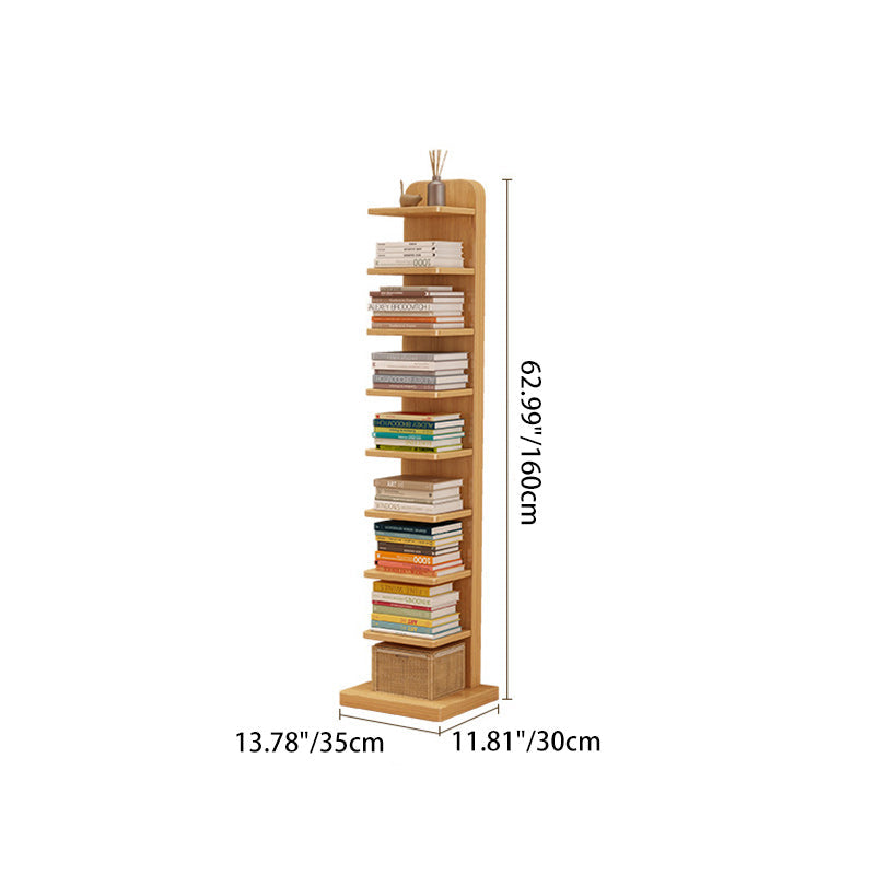 Modern Minimalist Solid Wood Rectangular Bookshelf With 5/9 Tiers For Living Room