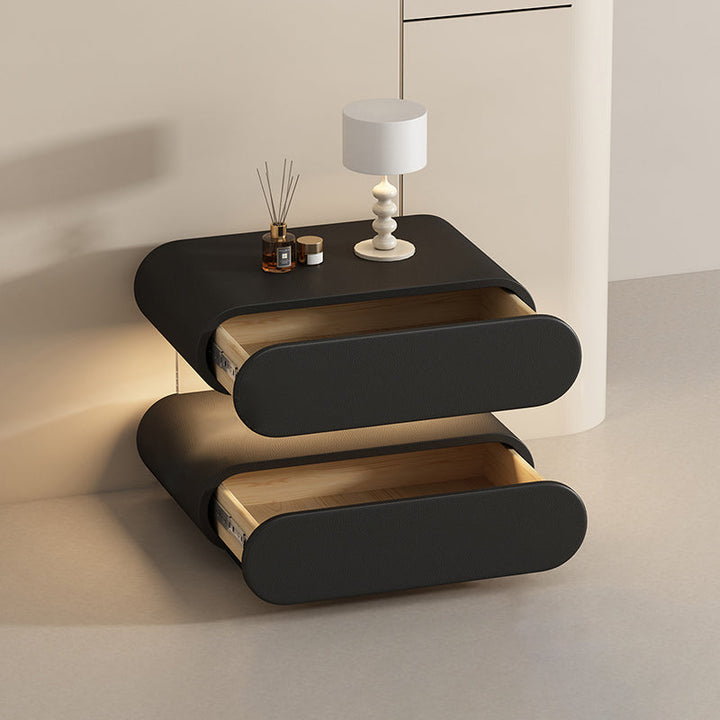 Oval Minimalist Rectangular Solid Wood Nightstand