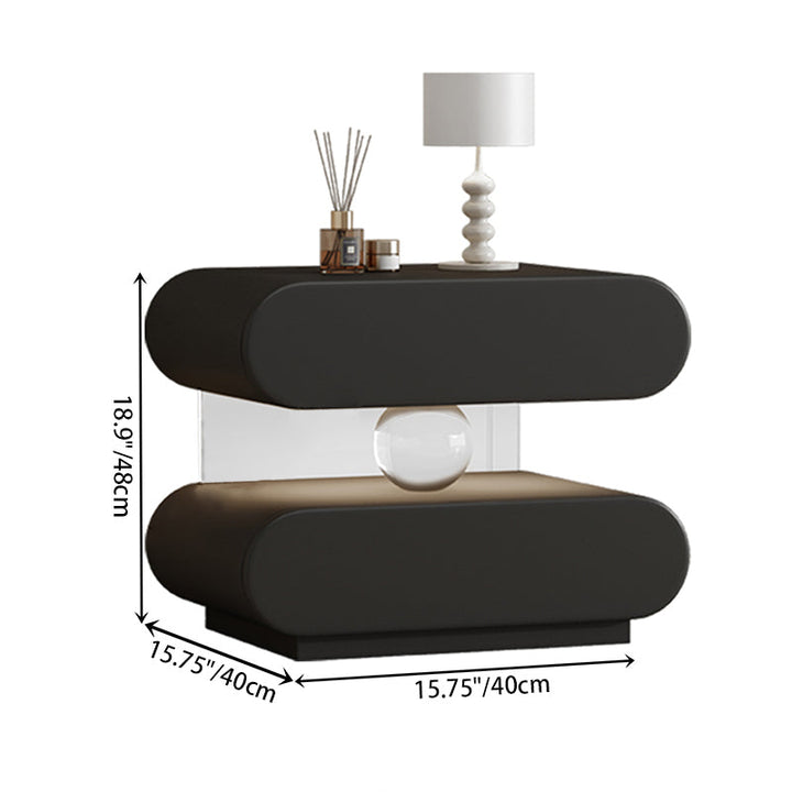 Oval Minimalist Rectangular Solid Wood Nightstand