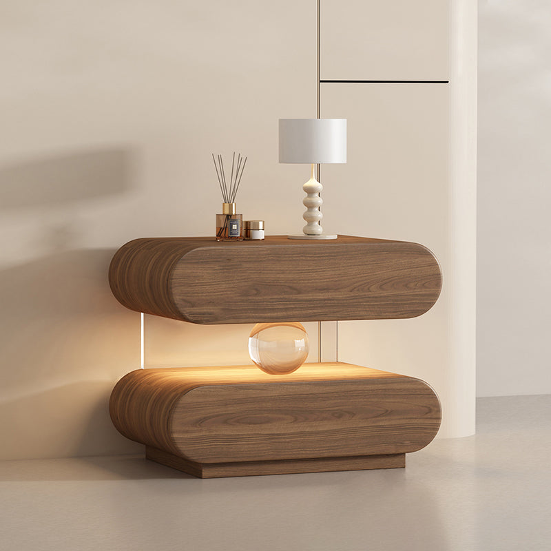 Oval Minimalist Rectangular Solid Wood Nightstand