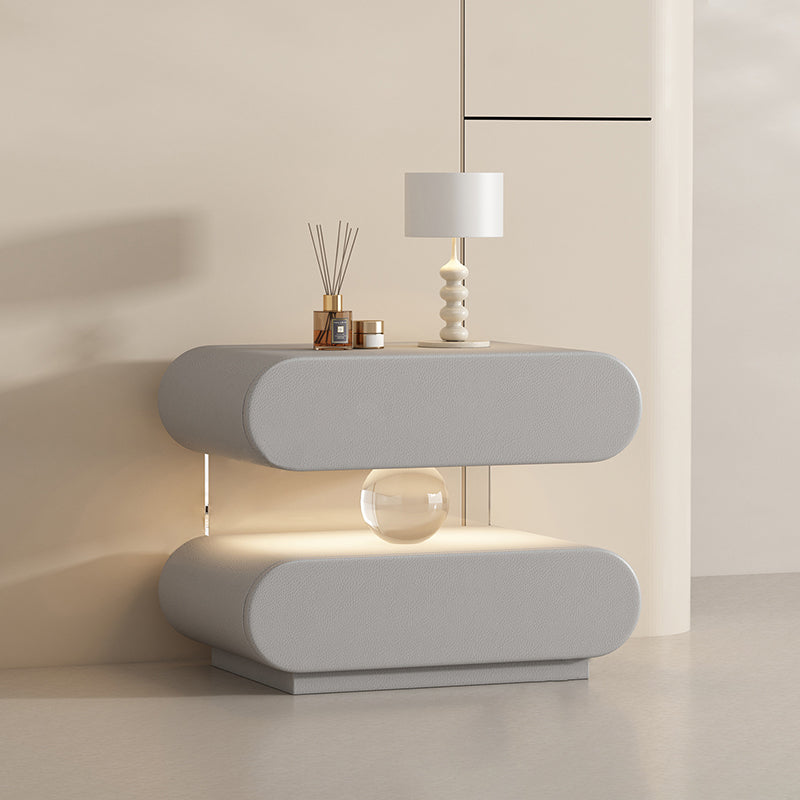 Oval Minimalist Rectangular Solid Wood Nightstand