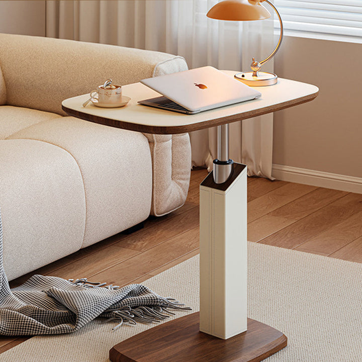 Nordic Rectangular Leather Adjustable Side Table