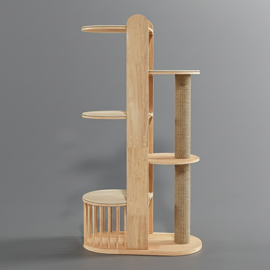 Cylindrical Multi-Functional Cat Tree