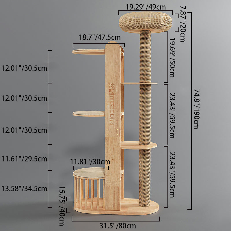 Cylindrical Multi-Functional Cat Tree