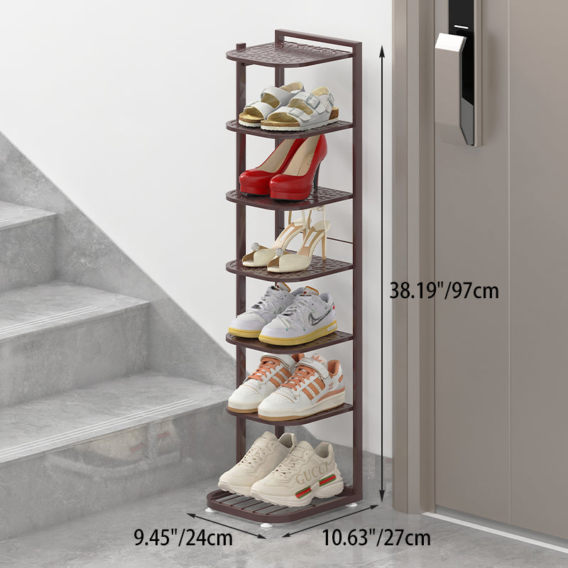 Modern Minimalist Square Pebble Pattern Iron Baking Paint Finish Shoe Storage 5/6/7/8/9/10-Tier For Entryways & Living Room