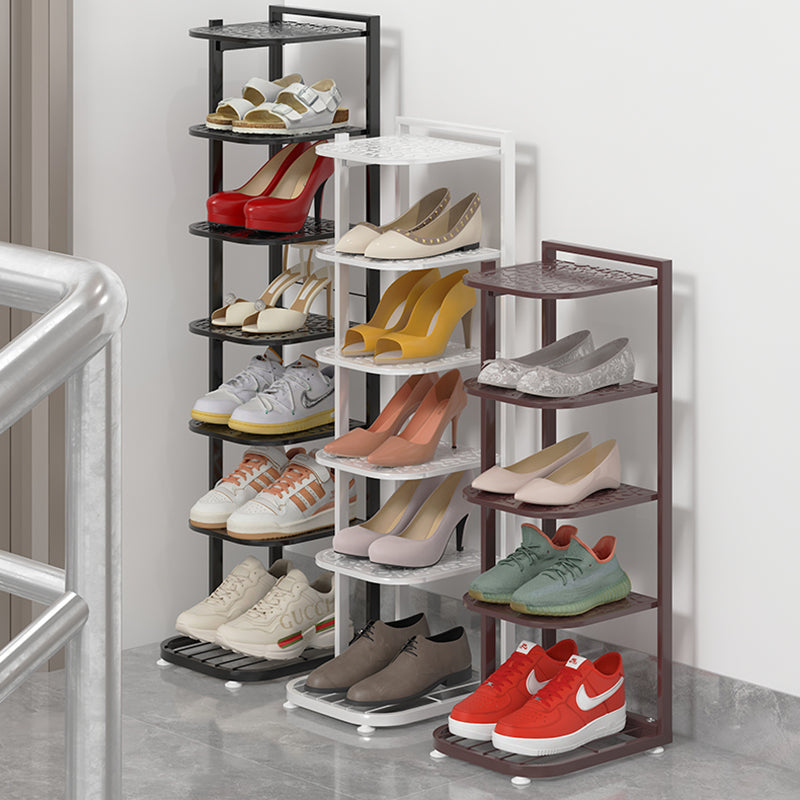 Modern Minimalist Square Pebble Pattern Iron Baking Paint Finish Shoe Storage 5/6/7/8/9/10-Tier For Entryways & Living Room