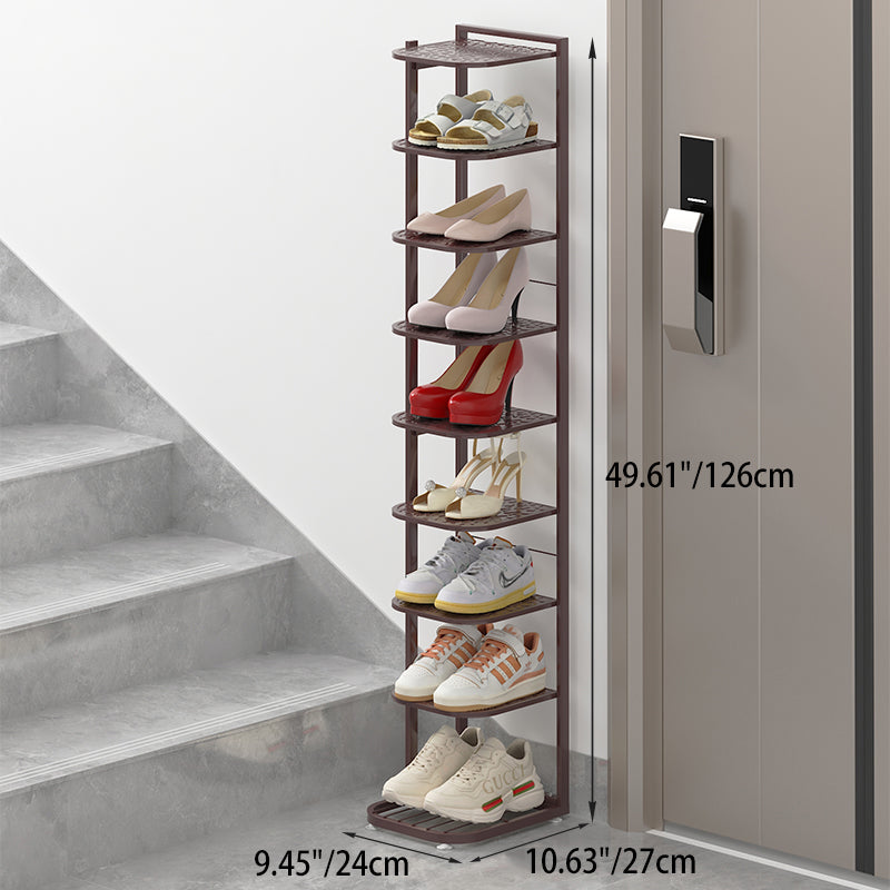 Modern Minimalist Square Pebble Pattern Iron Baking Paint Finish Shoe Storage 5/6/7/8/9/10-Tier For Entryways & Living Room