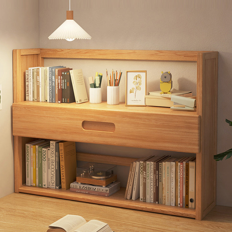 Contemporary Scandinavian Rectangular Nan Bamboo Medium-Density Fiberboard Storage Bookshelf 2/3-Tier 1-Drawer For Bedroom & Study