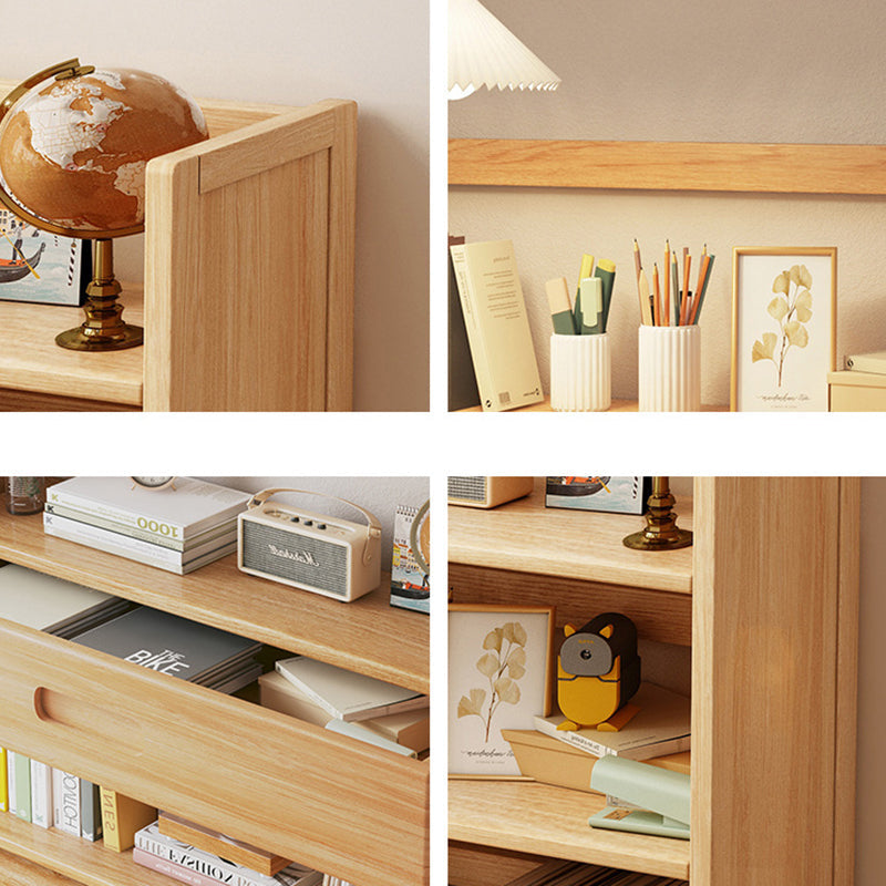 Contemporary Scandinavian Rectangular Nan Bamboo Medium-Density Fiberboard Storage Bookshelf 2/3-Tier 1-Drawer For Bedroom & Study