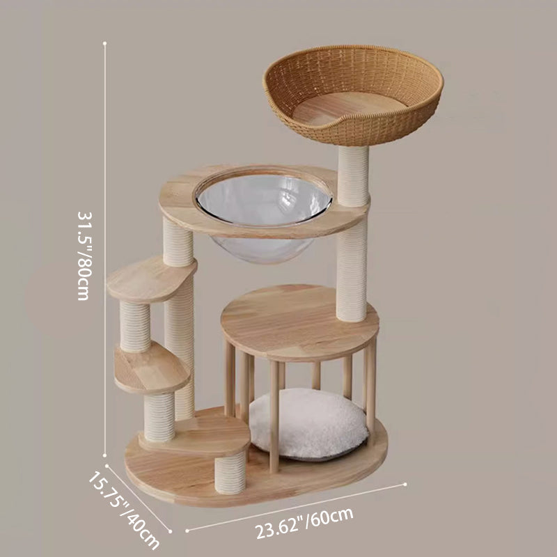 Nordic Round Solid Wood Cat Tree