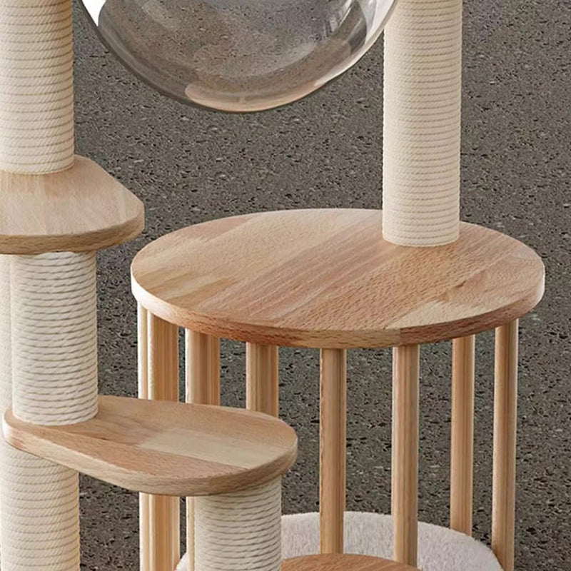 Nordic Round Solid Wood Cat Tree