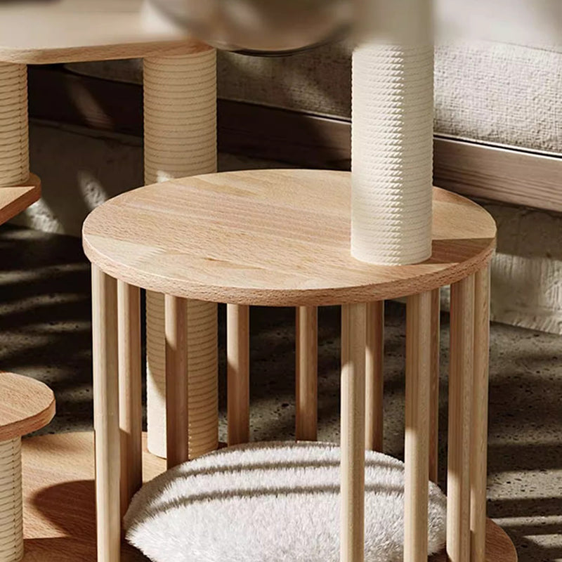 Nordic Round Solid Wood Cat Tree