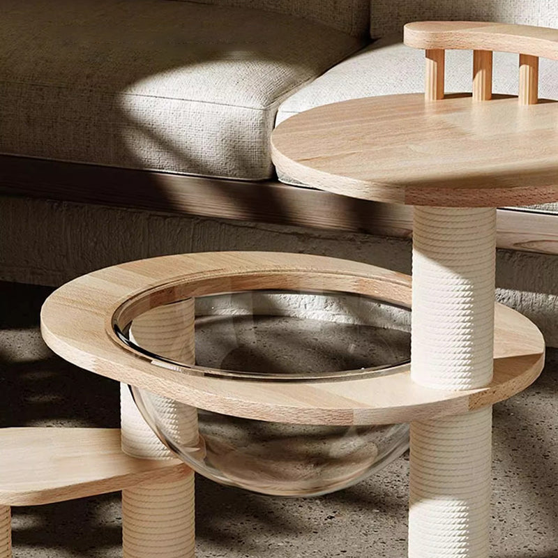 Nordic Round Solid Wood Cat Tree