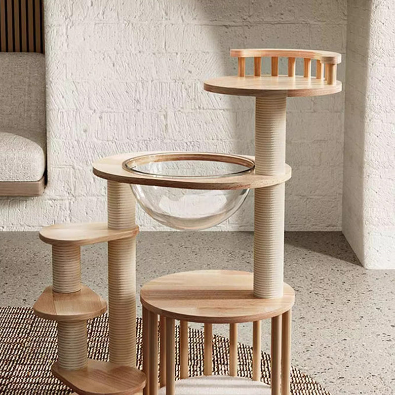 Nordic Round Solid Wood Cat Tree