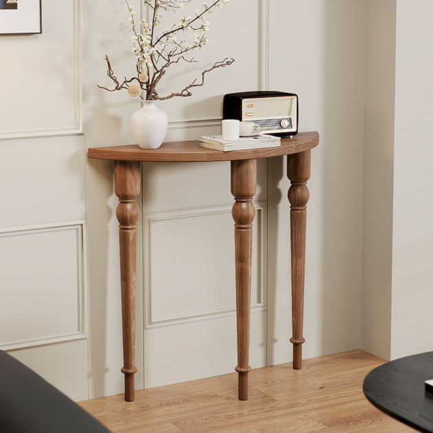 Traditional Round Wood Console Table