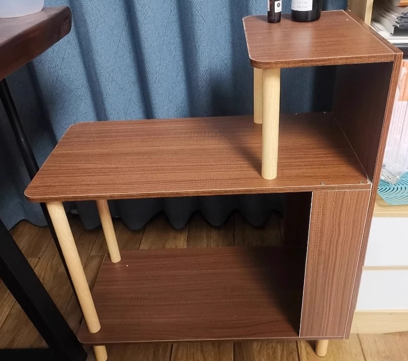 Modern Minimalist Rectangular MDF Side Table 3-Tier For Bedroom
