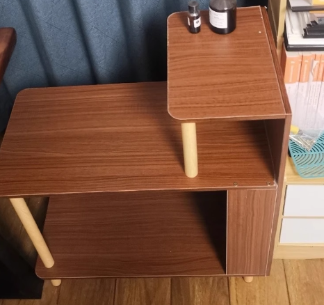 Modern Minimalist Rectangular MDF Side Table 3-Tier For Bedroom