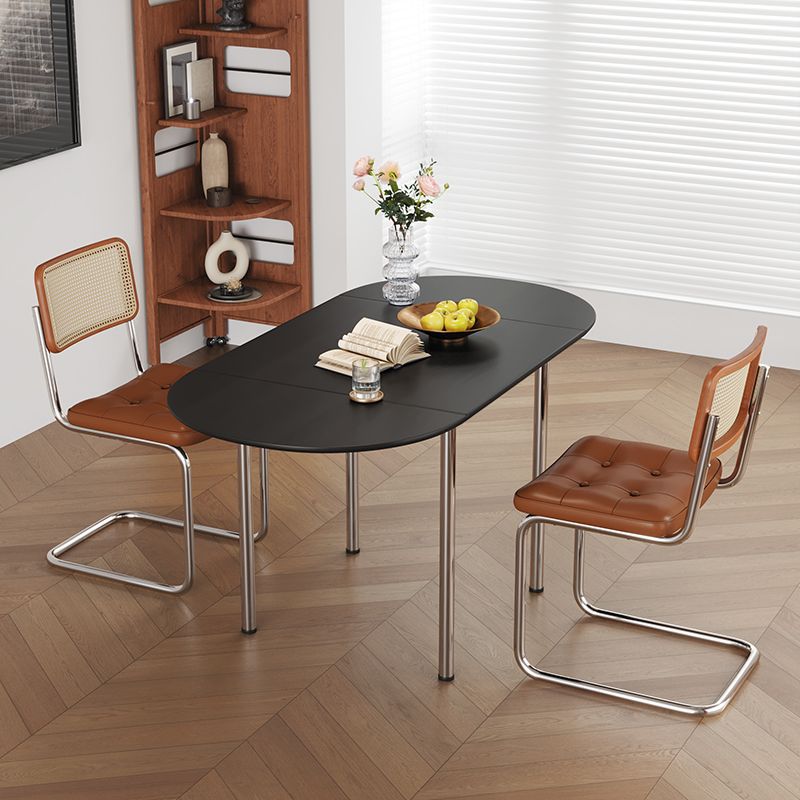 Minimalist Oval Stainless Steel Foldable Dining Table