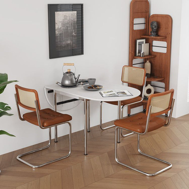 Minimalist Oval Stainless Steel Foldable Dining Table