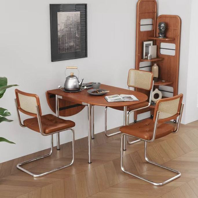 Minimalist Oval Stainless Steel Foldable Dining Table