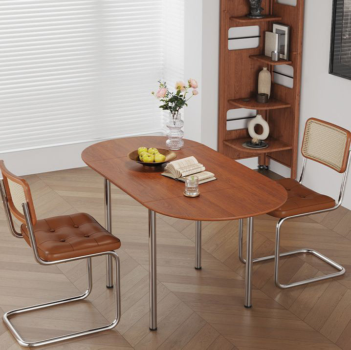 Minimalist Oval Stainless Steel Foldable Dining Table