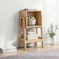 Modern Minimalist Square Pine Solid Wood Medium-Density Fiberboard Bookshelf 1/2-Cabinet For Living Room