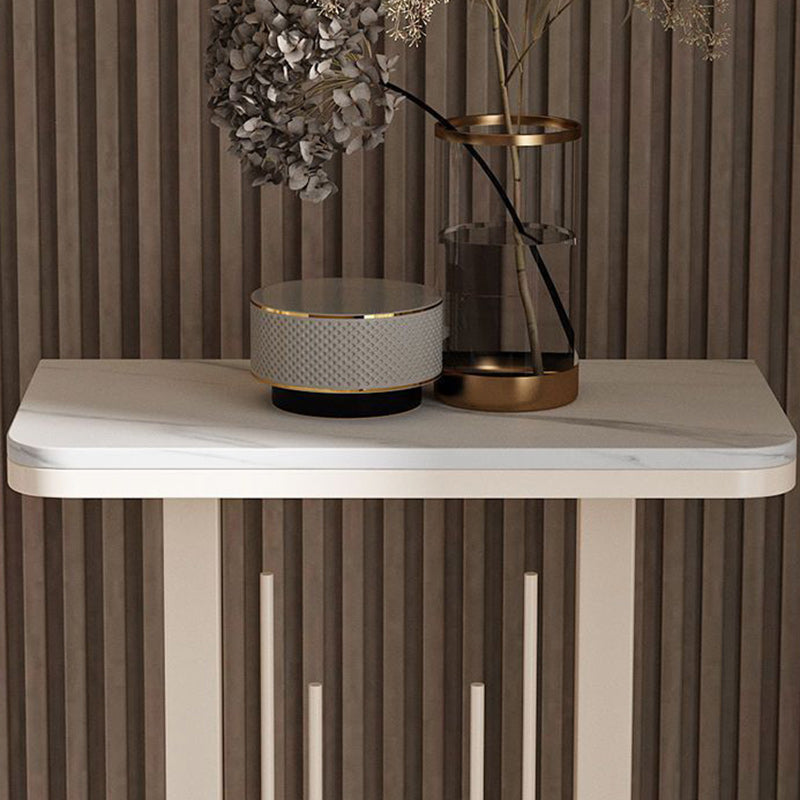 Modern Minimalist Rectangular Sintered Stone Iron Console Table 1-Tier For Entryways
