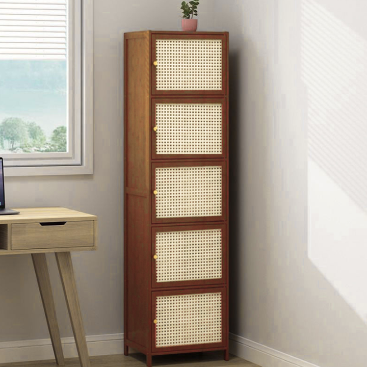 Contemporary Rectangular Bamboo Storage Cabinet