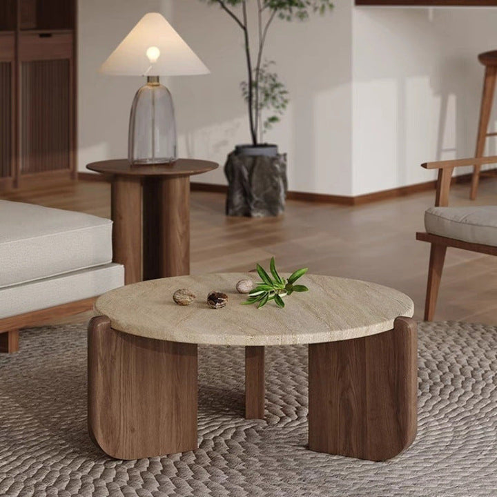 Minimalist Round Solid Wood Coffee Table