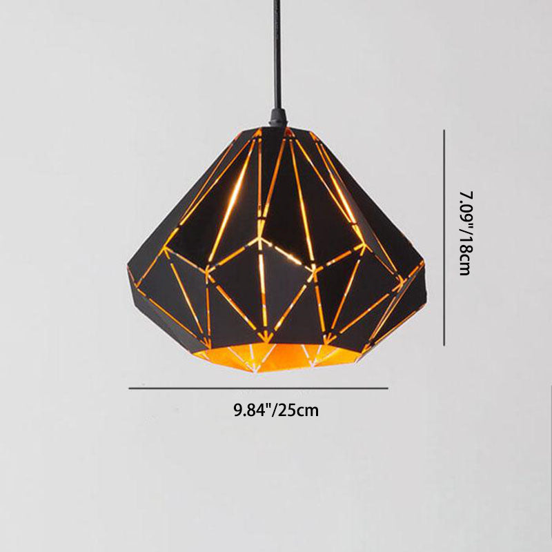 Vintage Geometric Wrought Iron Pendant Light