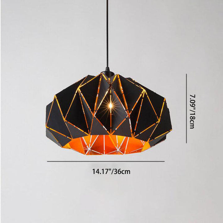 Vintage Geometric Wrought Iron Pendant Light