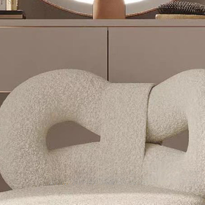Contemporary Creative Bow Knot Sherpa Fabric Iron Vanity Stool Backrest Armless For Bedroom