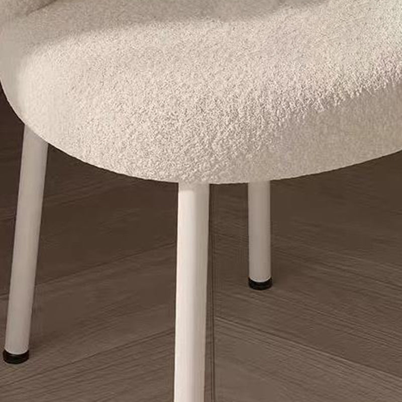 Contemporary Creative Bow Knot Sherpa Fabric Iron Vanity Stool Backrest Armless For Bedroom