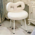 Contemporary Creative Bow Knot Sherpa Fabric Iron Vanity Stool Backrest Armless For Bedroom