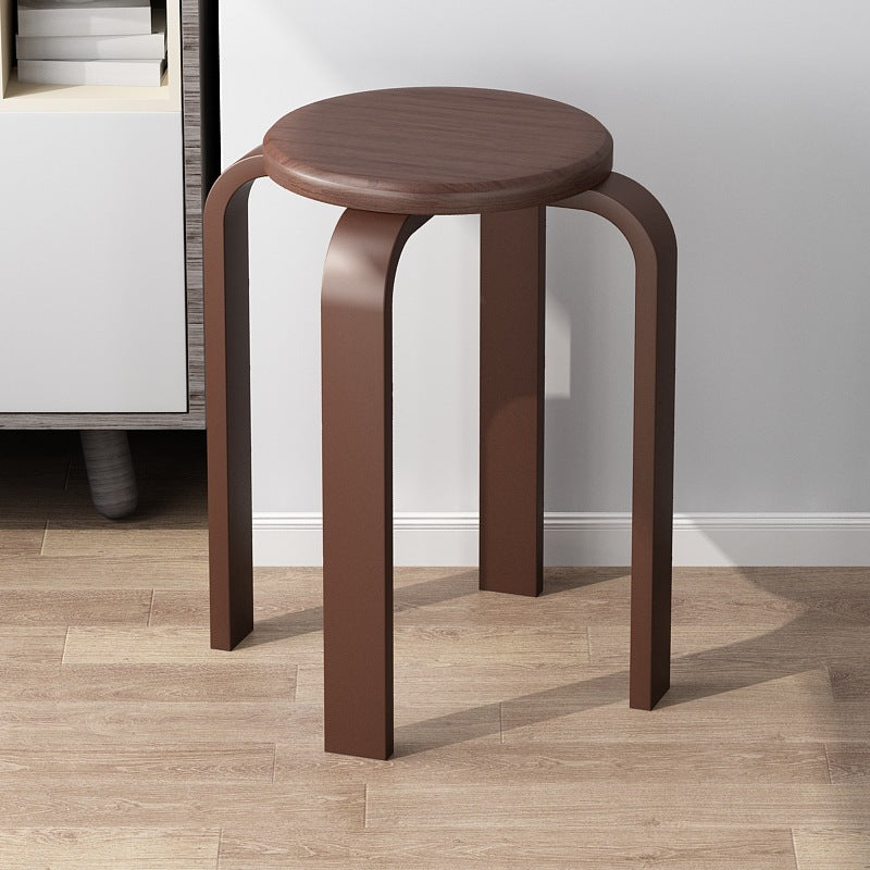 Contemporary Simplicity Round Rubberwood Dining Chair Backless Armless For Dining Room
