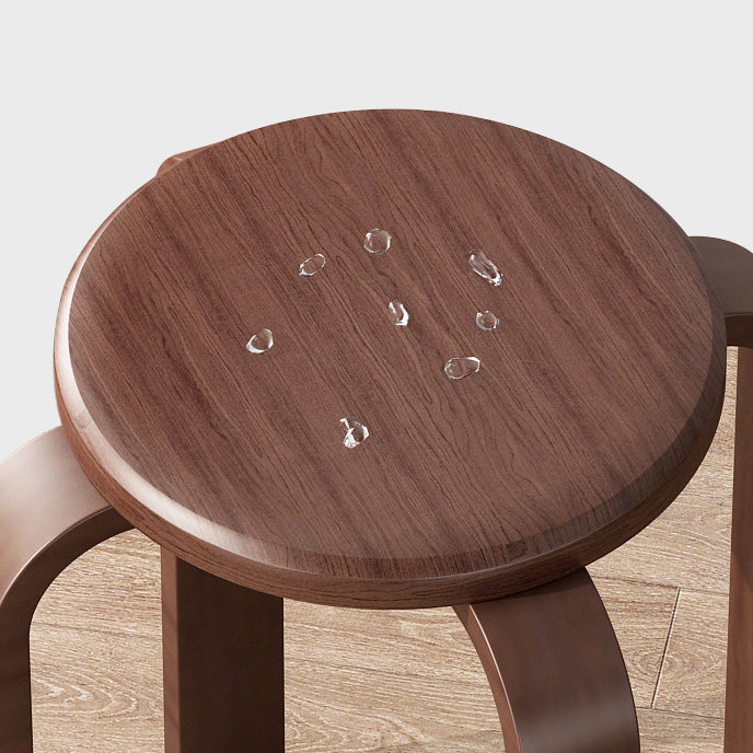 Contemporary Simplicity Round Rubberwood Dining Chair Backless Armless For Dining Room